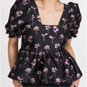Sister Jane Dream Chasse Floral Tie Back Top Black - Medium